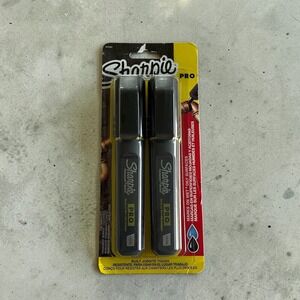 Sharpie PRO Permanent Markers Black Chisel Tip 2 Count 2151565 Marks Wet Oily